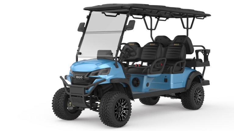 RIGO açık mavi elektrikli L4+2 buggy golf arabası