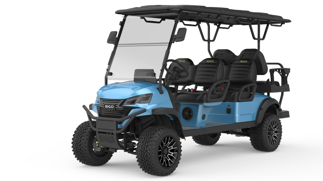 RIGO açık mavi elektrikli L4+2 buggy golf arabası