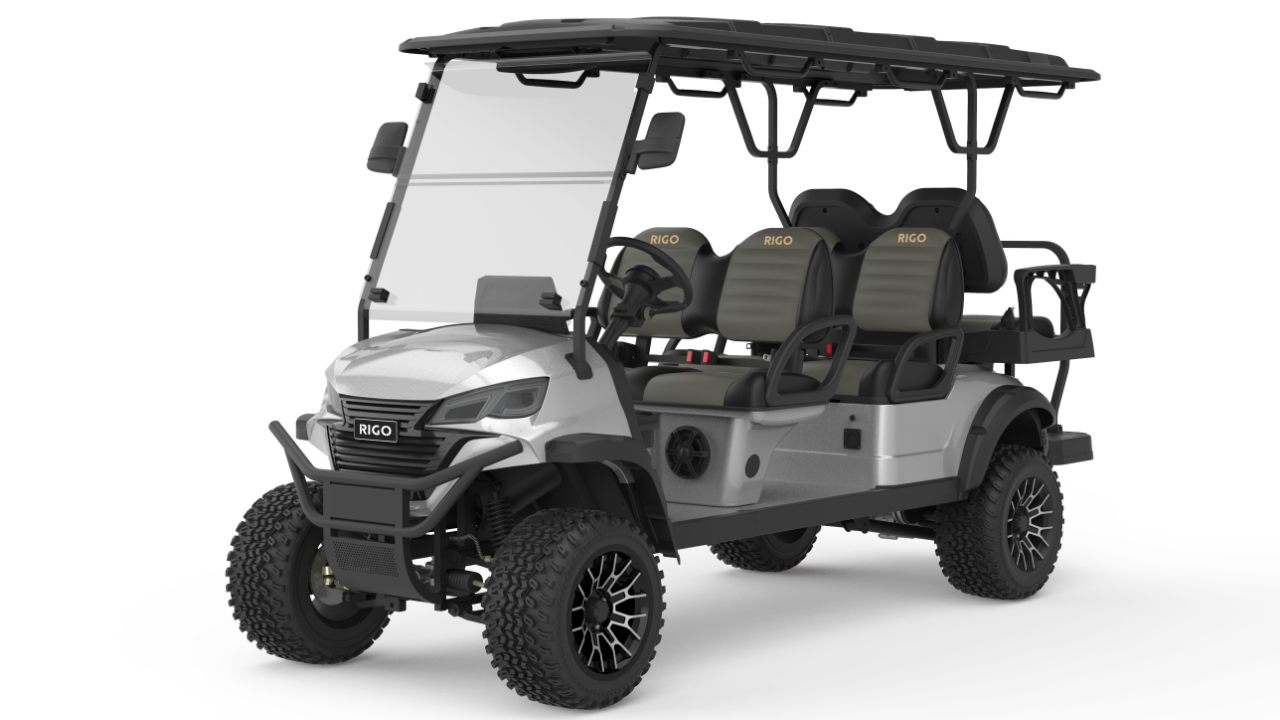 RIGO metalik gri elektrikli L4+2 buggy golf arabası