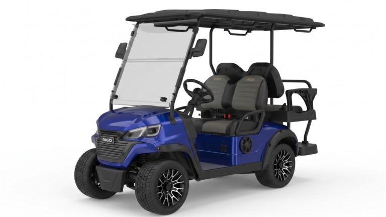 RIGO C2+2 mavi elektrikli golf arabası 4 kişilik buggy ön