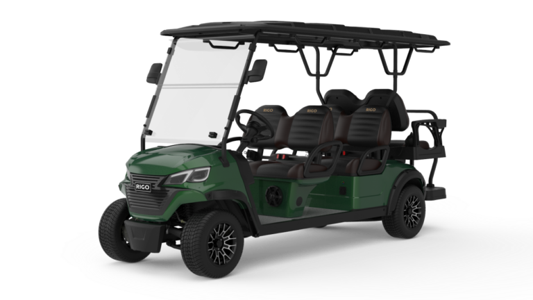 RIGO C4+2 orman yeşili elektrikli golf arabası 6 kişilik buggy ön