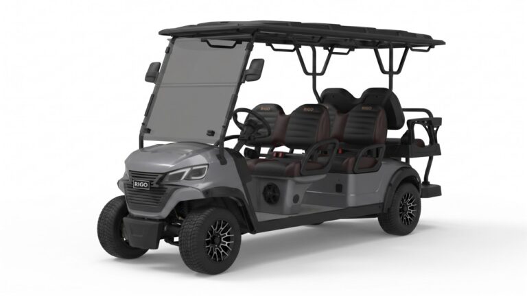 RIGO C4+2 gri elektrikli golf arabası 6 kişilik buggy ön