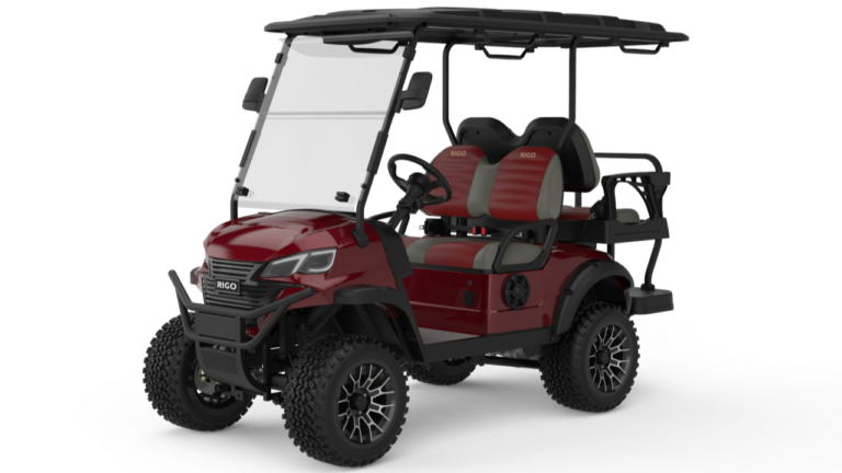 RIGO L2+2 liraz kırmızısı elektrikli golf arabası 4 kişilik buggy ön